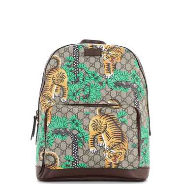 GUCCI Zip Pocket Backpack Bengal Print GG Coated … - image 1