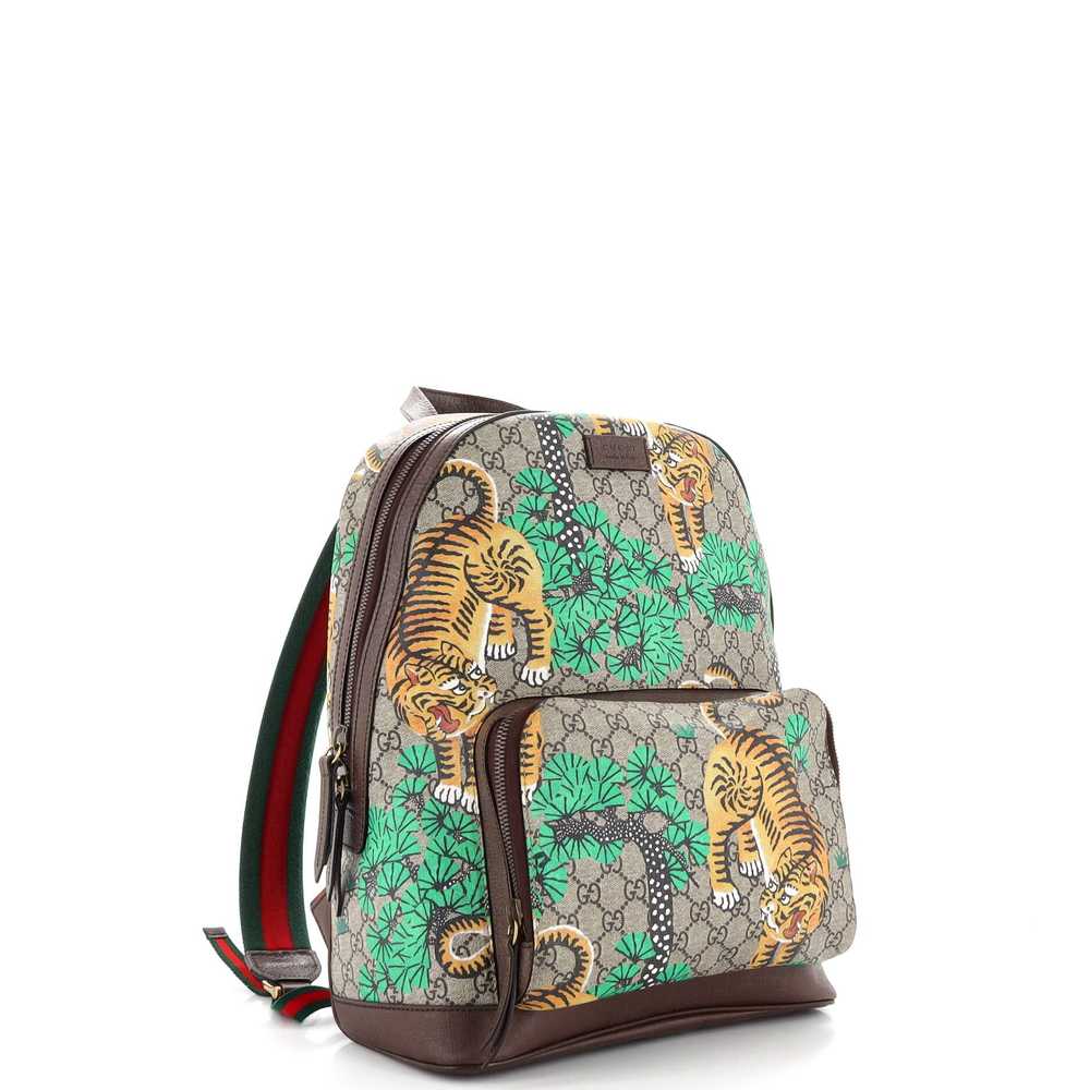 GUCCI Zip Pocket Backpack Bengal Print GG Coated … - image 2