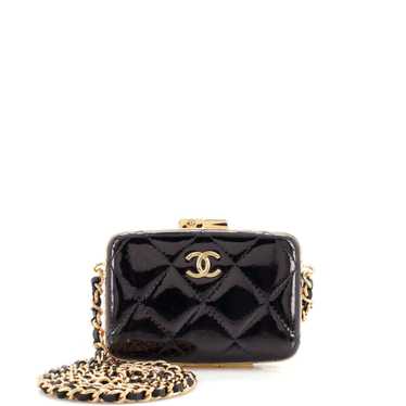 CHANEL Framed Box Clutch with Chain Quilted Patent