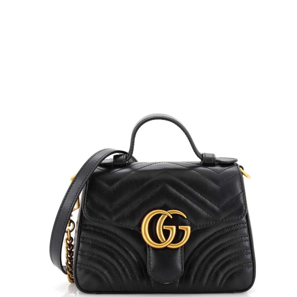 GUCCI GG Marmont Top Handle Flap Bag Matelasse Le… - image 1