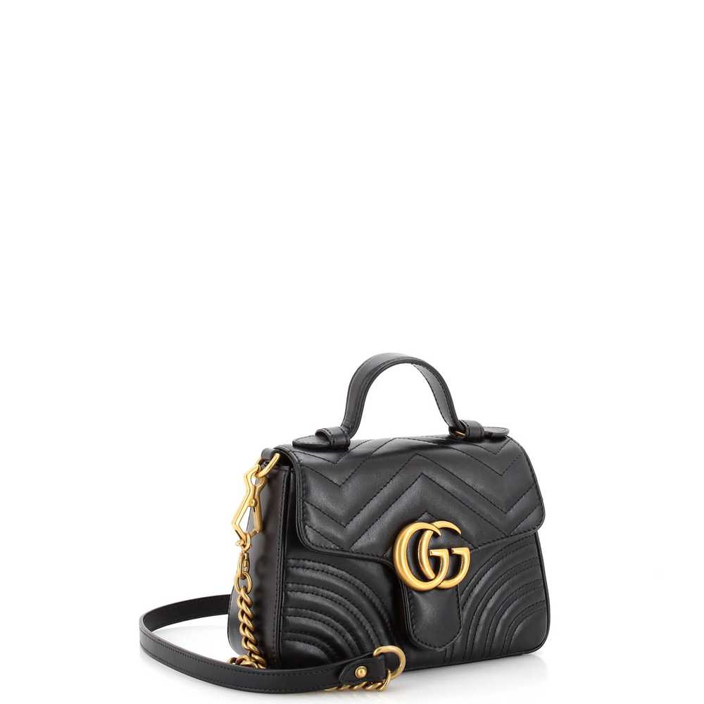 GUCCI GG Marmont Top Handle Flap Bag Matelasse Le… - image 2