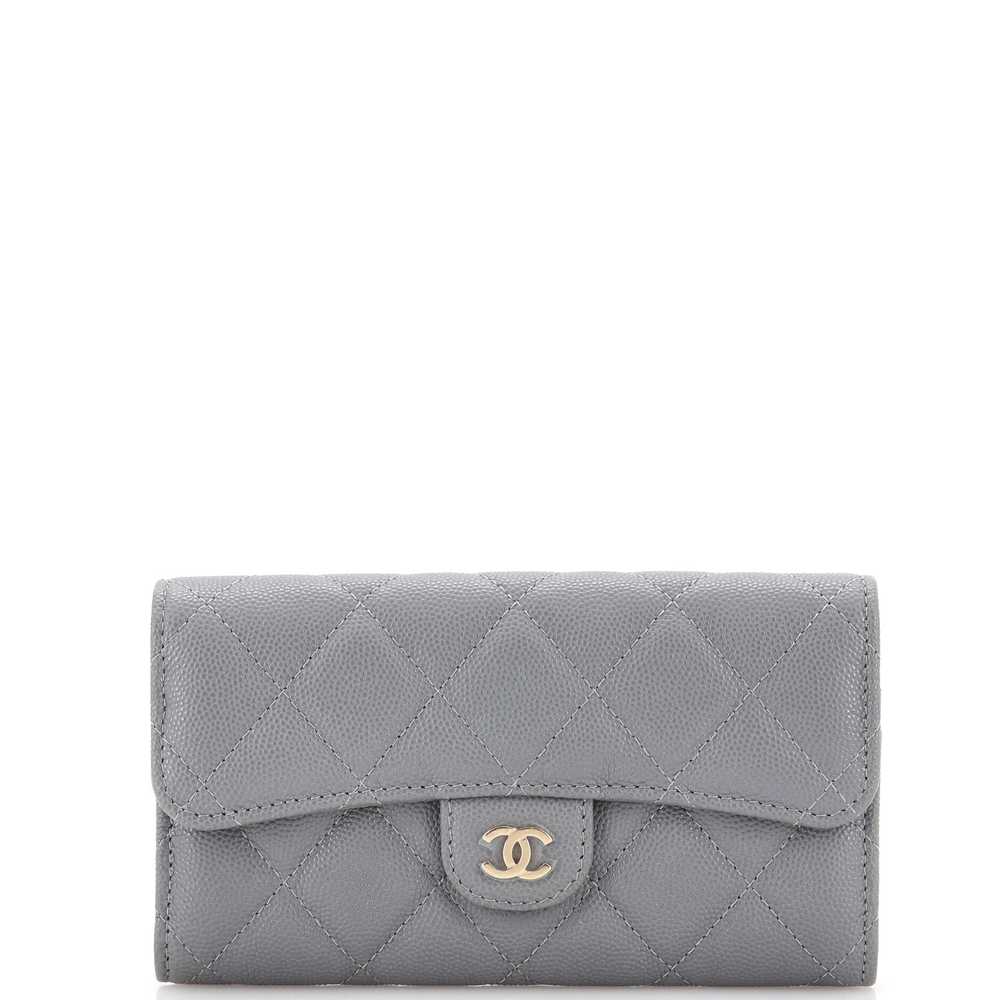 CHANEL CC Gusset Classic Flap Wallet Quilted Cavi… - image 1
