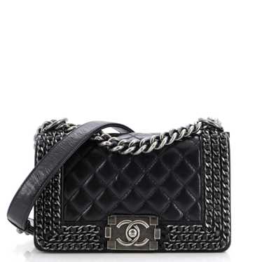 CHANEL Chained Boy Flap Bag Quilted Glazed Calfski