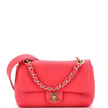 CHANEL City Walk Flap Bag Quilted Caviar Small