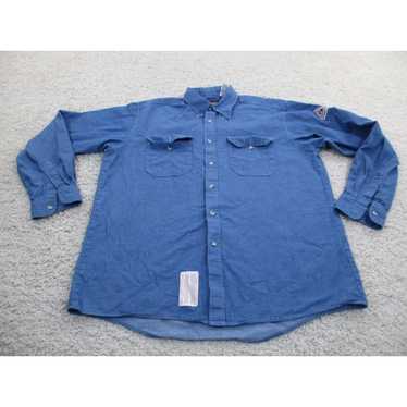 Vintage Bulwark Shirt Mens Large Blue Work Button… - image 1
