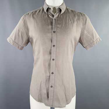 Theory Grey Linen Button Down Short Sleeve Shirt - image 1