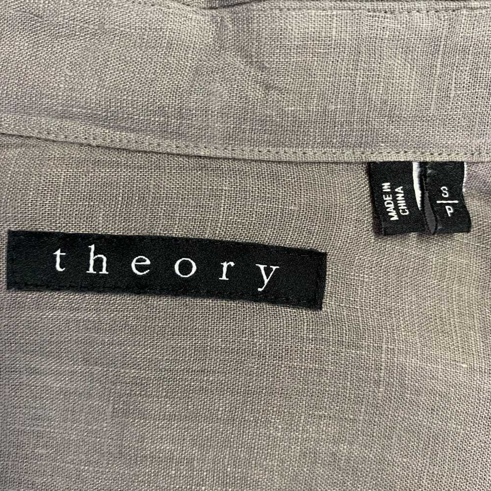 Theory Grey Linen Button Down Short Sleeve Shirt - image 5