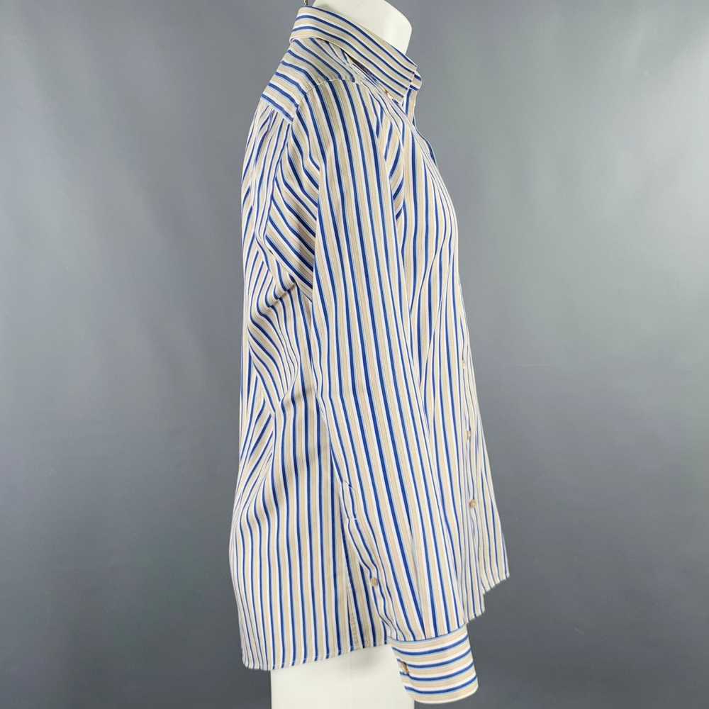 Ermenegildo Zegna Blue Taupe Stripe Cotton Long S… - image 3