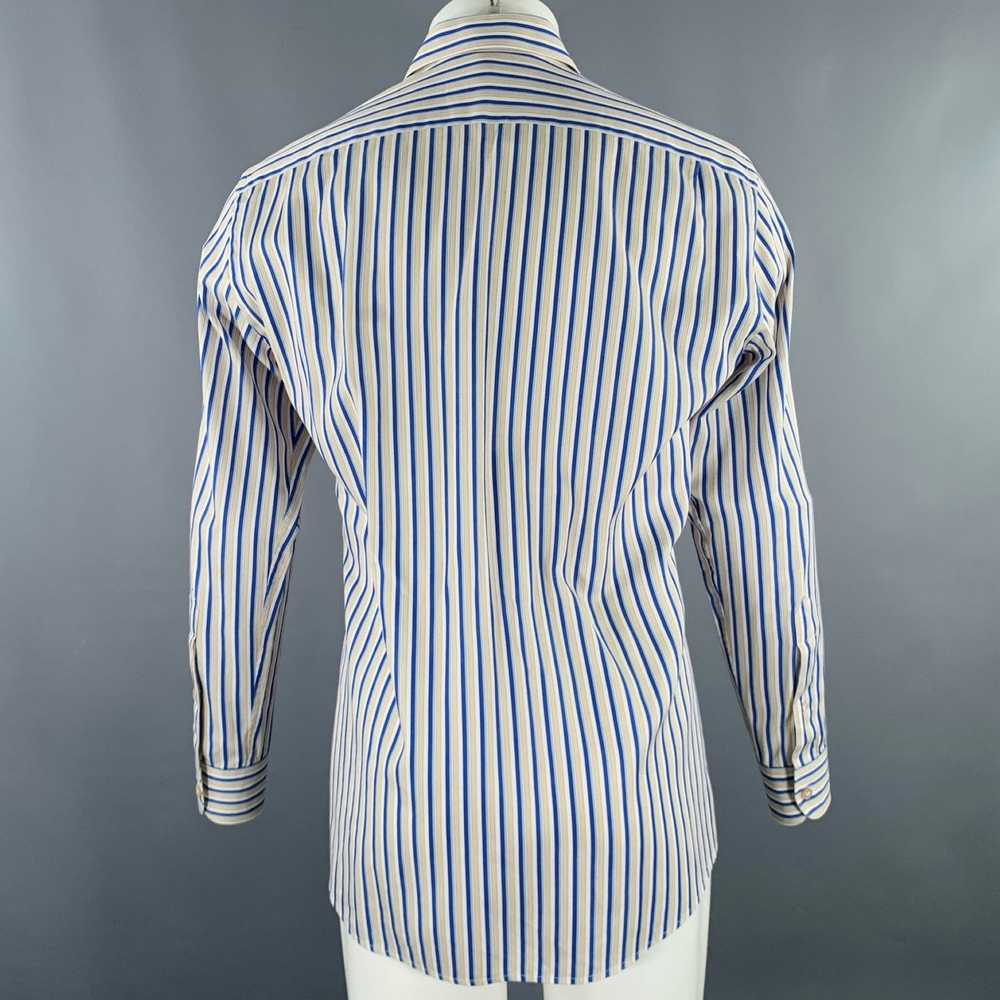 Ermenegildo Zegna Blue Taupe Stripe Cotton Long S… - image 4