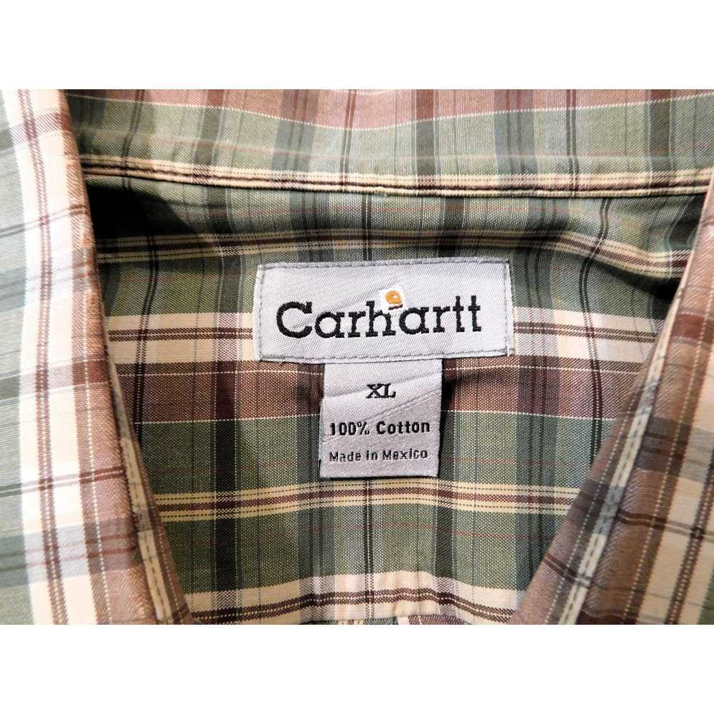 Carhartt Carhartt Shirt Mens XL Green Brown Plaid… - image 6