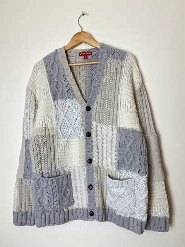 Supreme Supreme Patchwork Cable Knit Ivory Cardiga