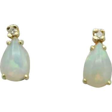 14K Opal and Diamond Earrings