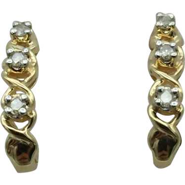 14K .12ctw Diamond Half Hoop Earrings