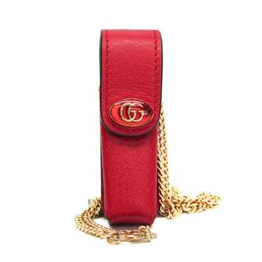 未使用 GUCCI レザー リップケース ネックレス 赤 リップスティックケース GUCCI レザー リップケース ポーチ ネックレス マルチ 未使用 赤