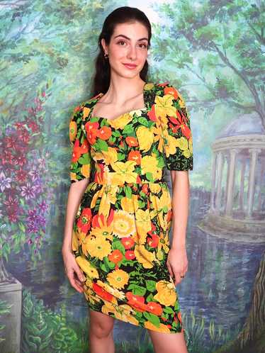 Vintage rare Austrian silk floral mini dress