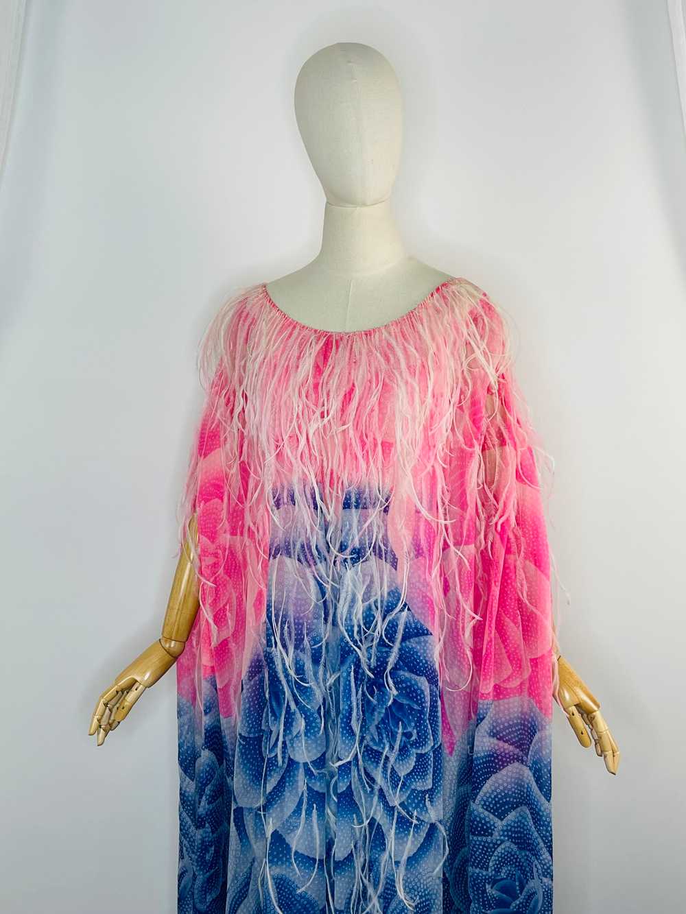 1970s custom order Hanae Mori floral chiffon gown… - image 3