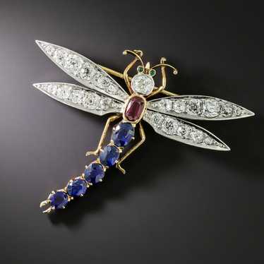 Edwardian Multi-Gem Dragonfly Brooch