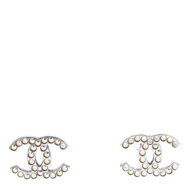 CHANEL Iridescent Crystal CC Earrings Silver Mult… - image 1