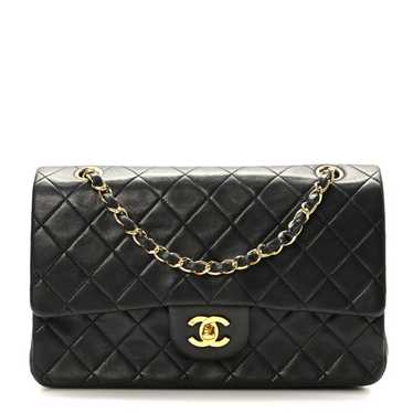 CHANEL Lambskin Quilted Medium Double Flap Black