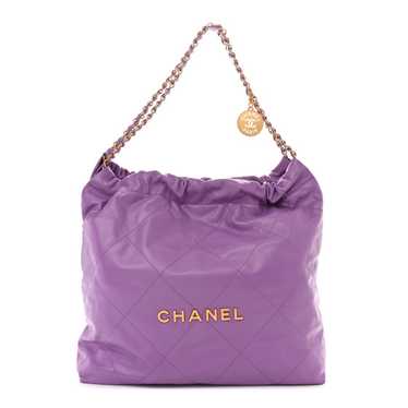 CHANEL Shiny Calfskin Quilted Chanel 22 Purple