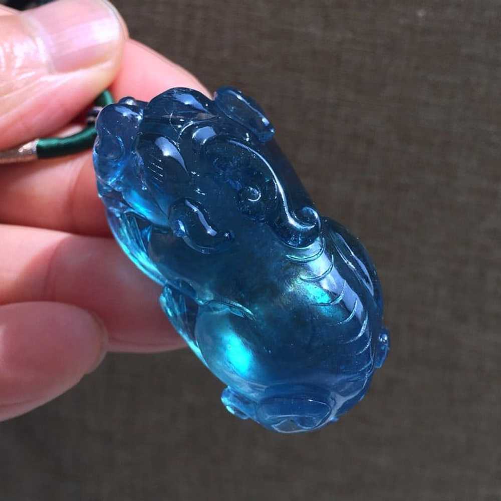 Beautiful Natural Aquamarine Pixiu Pendant - image 2