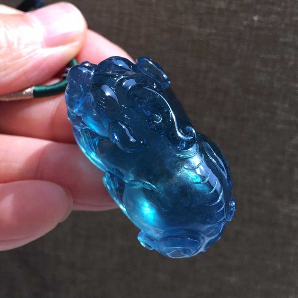 Beautiful Natural Aquamarine Pixiu Pendant - image 4