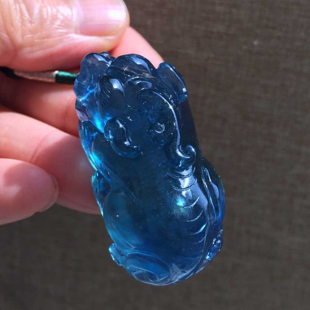 Beautiful Natural Aquamarine Pixiu Pendant - image 5