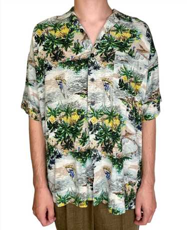 Bill Blass, 100% Silk Hawaiian Short Sleeve Shirt 