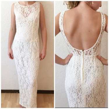 Vintage Womens White Beaded Sleeveless Low Back W… - image 1