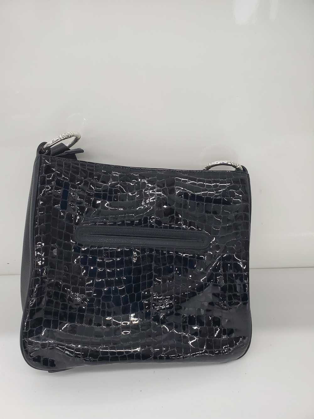 Women Brighton blac embossed Leather Shoulder Bag… - image 3