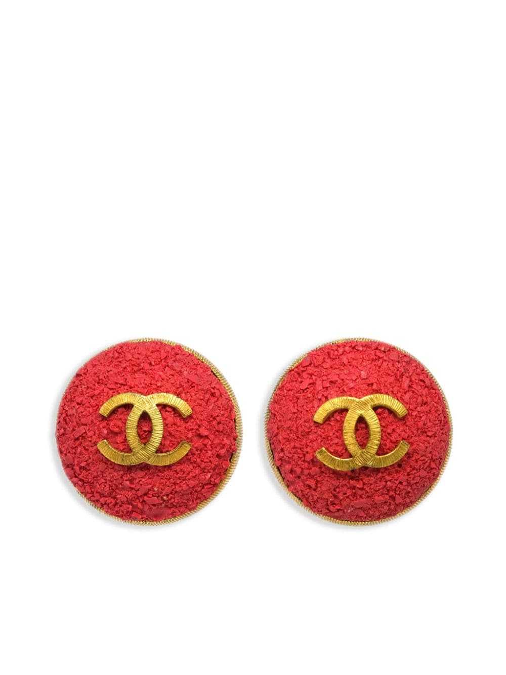 CHANEL Pre-Owned 1993 CC button clip-on earrings … - image 1