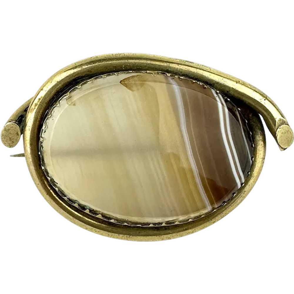 Victorian Banded Agate Brooch - image 1