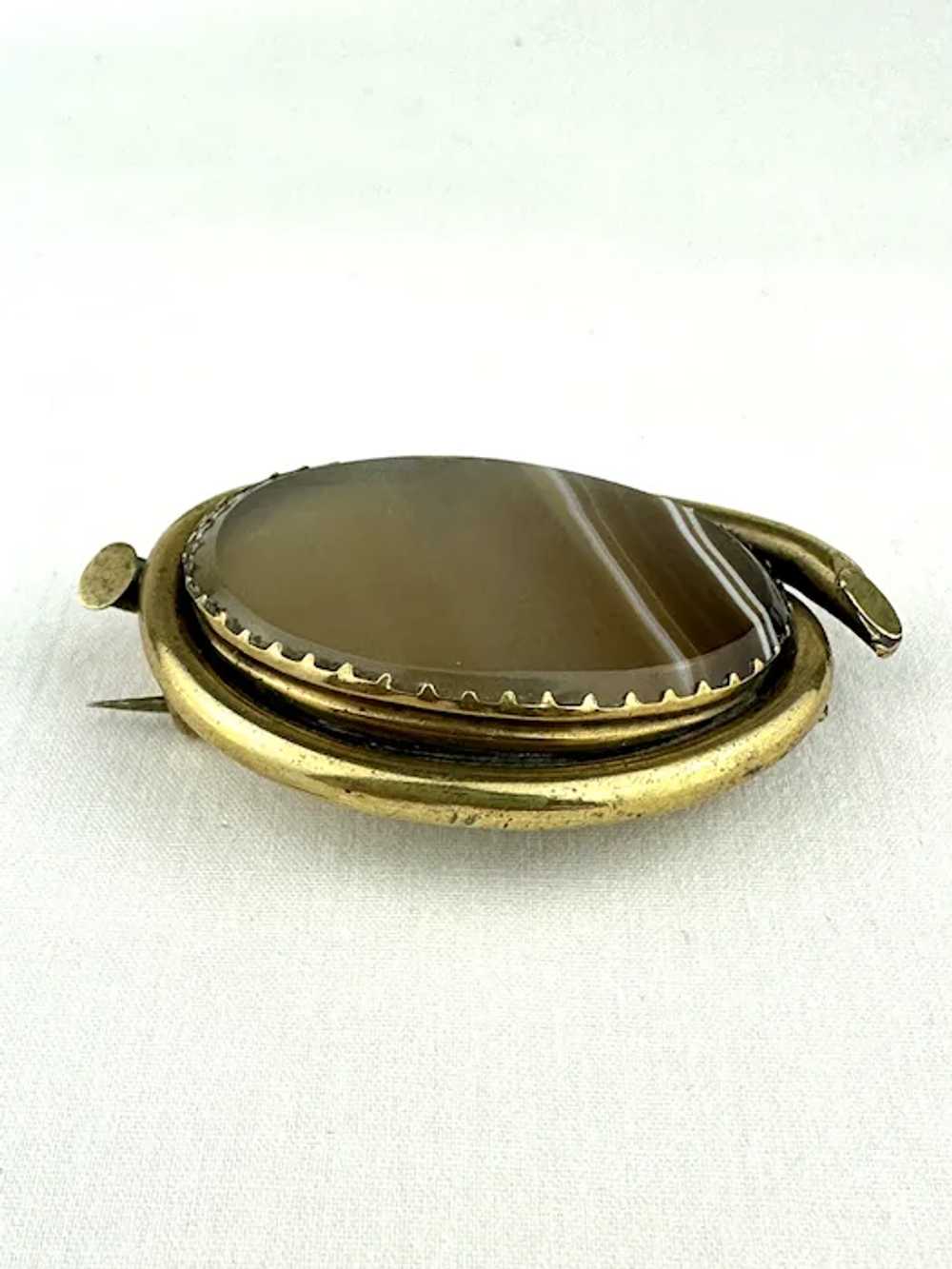 Victorian Banded Agate Brooch - image 2