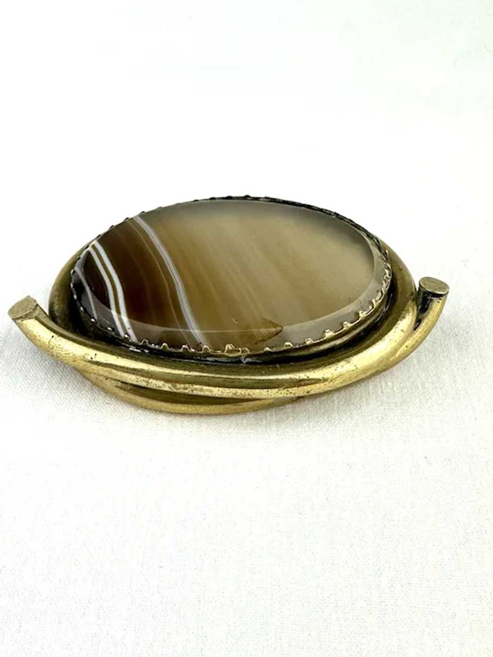 Victorian Banded Agate Brooch - image 3