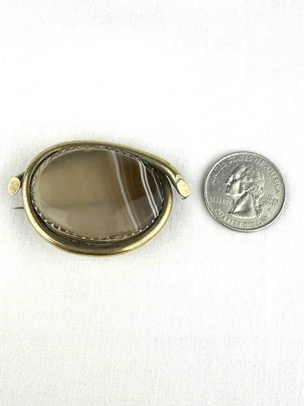 Victorian Banded Agate Brooch - image 7