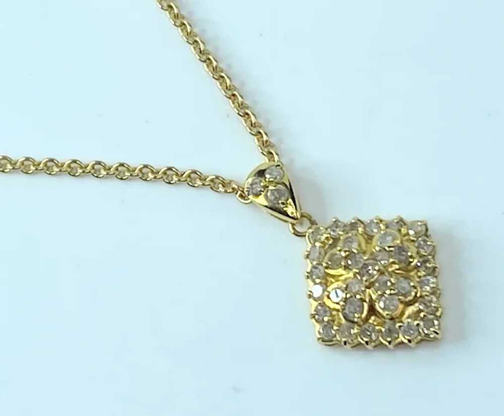 1.0ct round Diamond 18K pendant in 14K necklace - image 2