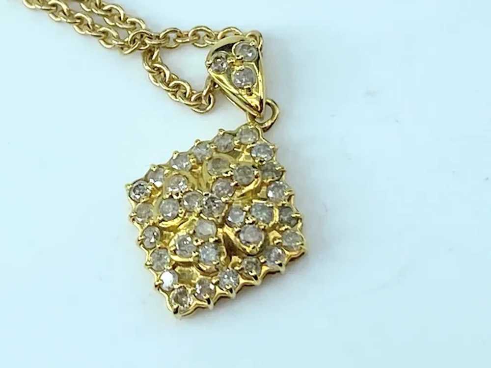 1.0ct round Diamond 18K pendant in 14K necklace - image 5