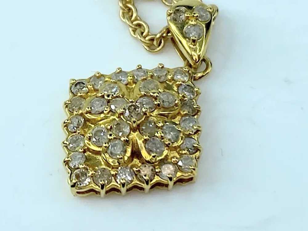 1.0ct round Diamond 18K pendant in 14K necklace - image 6