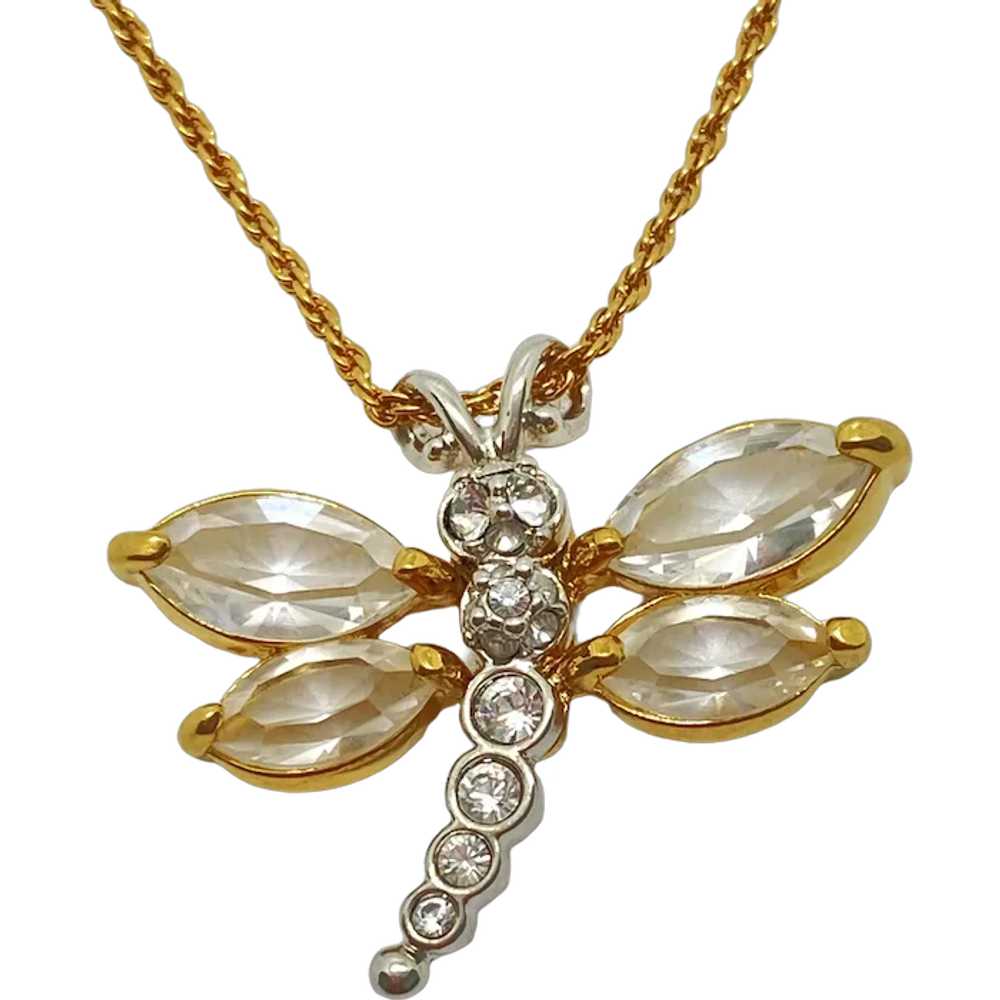 Swarovski Signed Dragonfly Neckkace Crystal - image 1