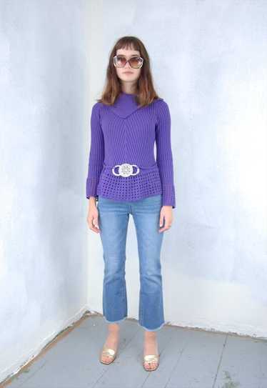 Vintage y2kl crochet knitted mesh rave jumper in p