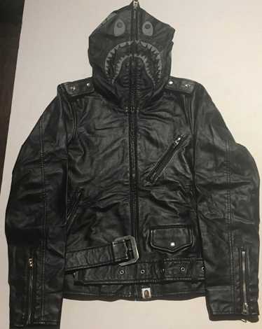 Bape Bape Leather shark hoodie jacket