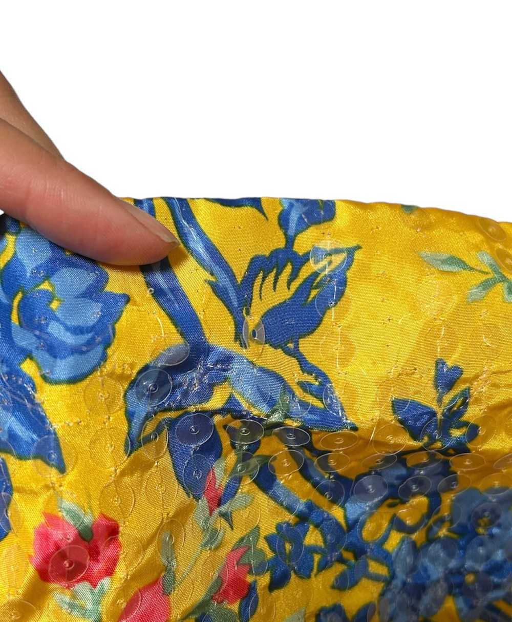 80s Bellville Sassoon Yellow Floral Silk & Sequin… - image 6