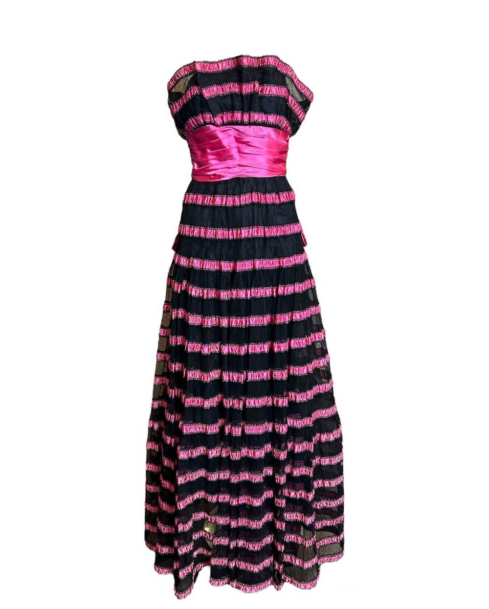 David Fielden 90s Pink & Black Ballgown - image 1