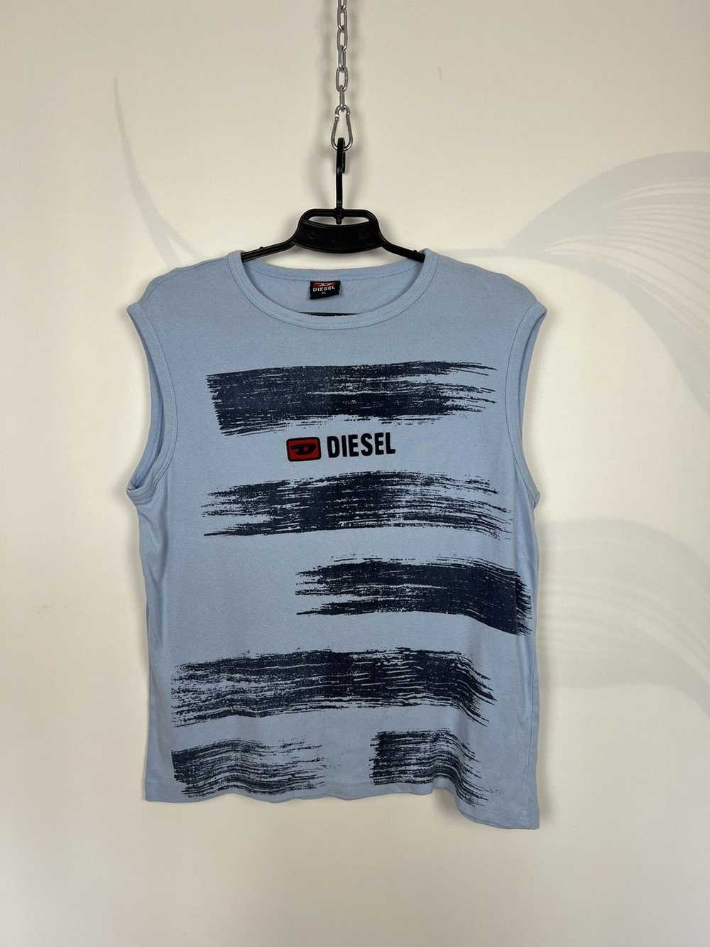 Diesel Diesel Vintage Y2K Blue Tank Top Midle Log… - image 1