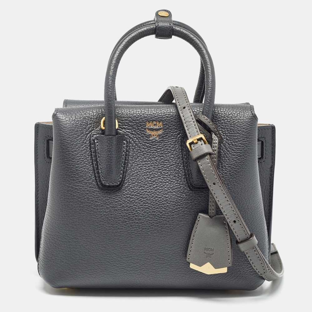 MCM Grey Leather Mini Milla Tote - image 1