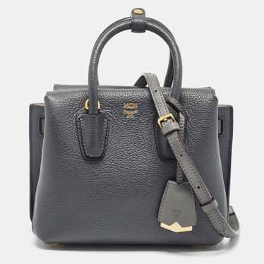 MCM Grey Leather Mini Milla Tote - image 1