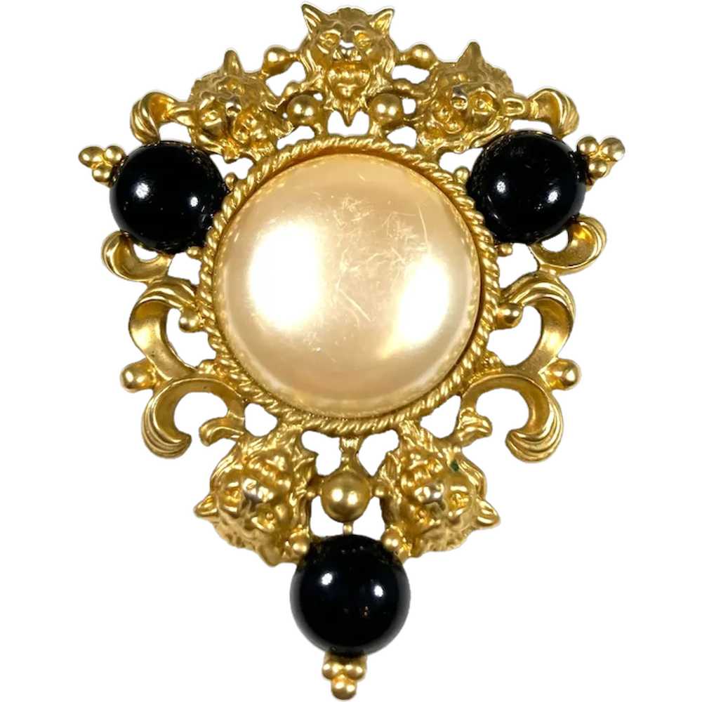 Avon Baroque Style Lion Heads Imitation Pearl Bla… - image 2