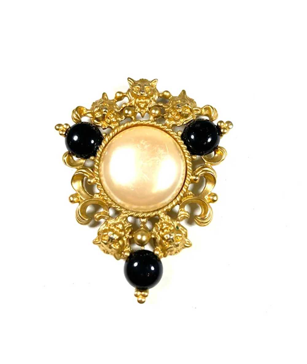 Avon Baroque Style Lion Heads Imitation Pearl Bla… - image 3