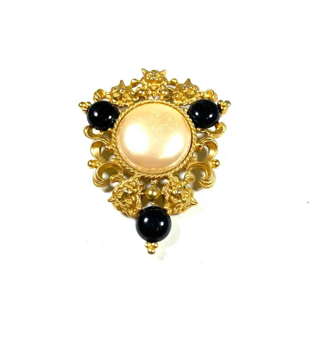 Avon Baroque Style Lion Heads Imitation Pearl Bla… - image 4