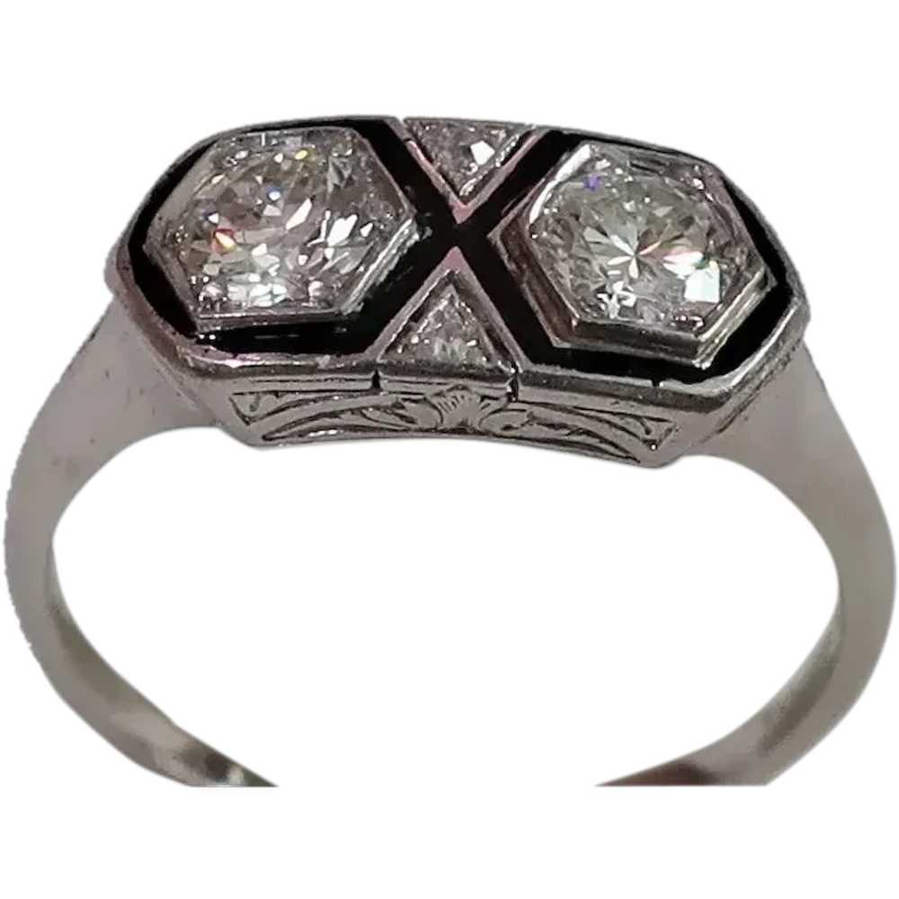 1920's .76tcw Diamond Platinum Art Deco Ring - image 1